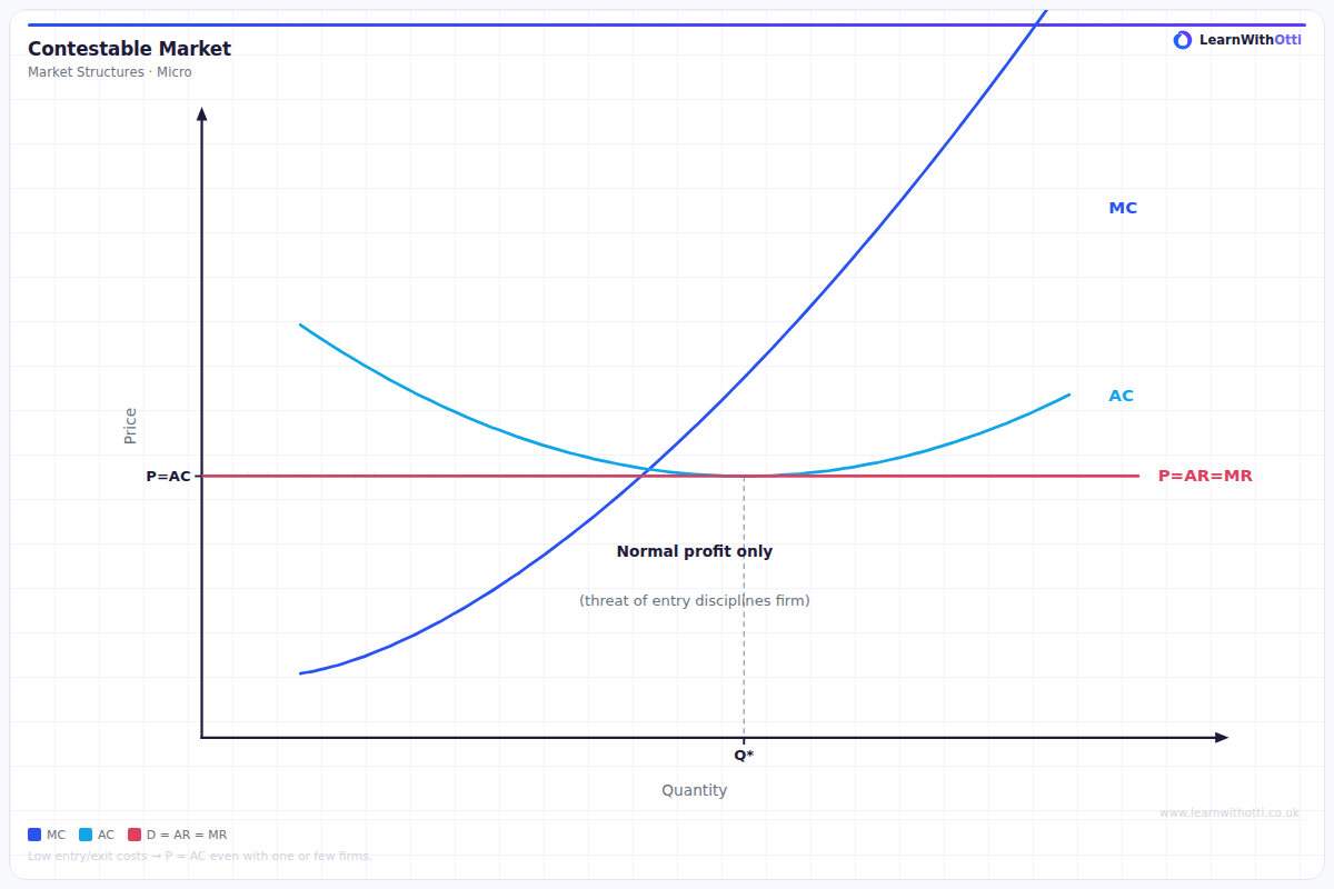 Contestable Markets diagram — A-Level Economics Microeconomics | AQA, Edexcel, OCR, CIE