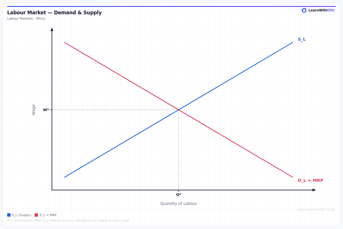 Labour Market — Demand and Supply diagram — A-Level Economics Microeconomics | AQA, Edexcel, OCR, CIE