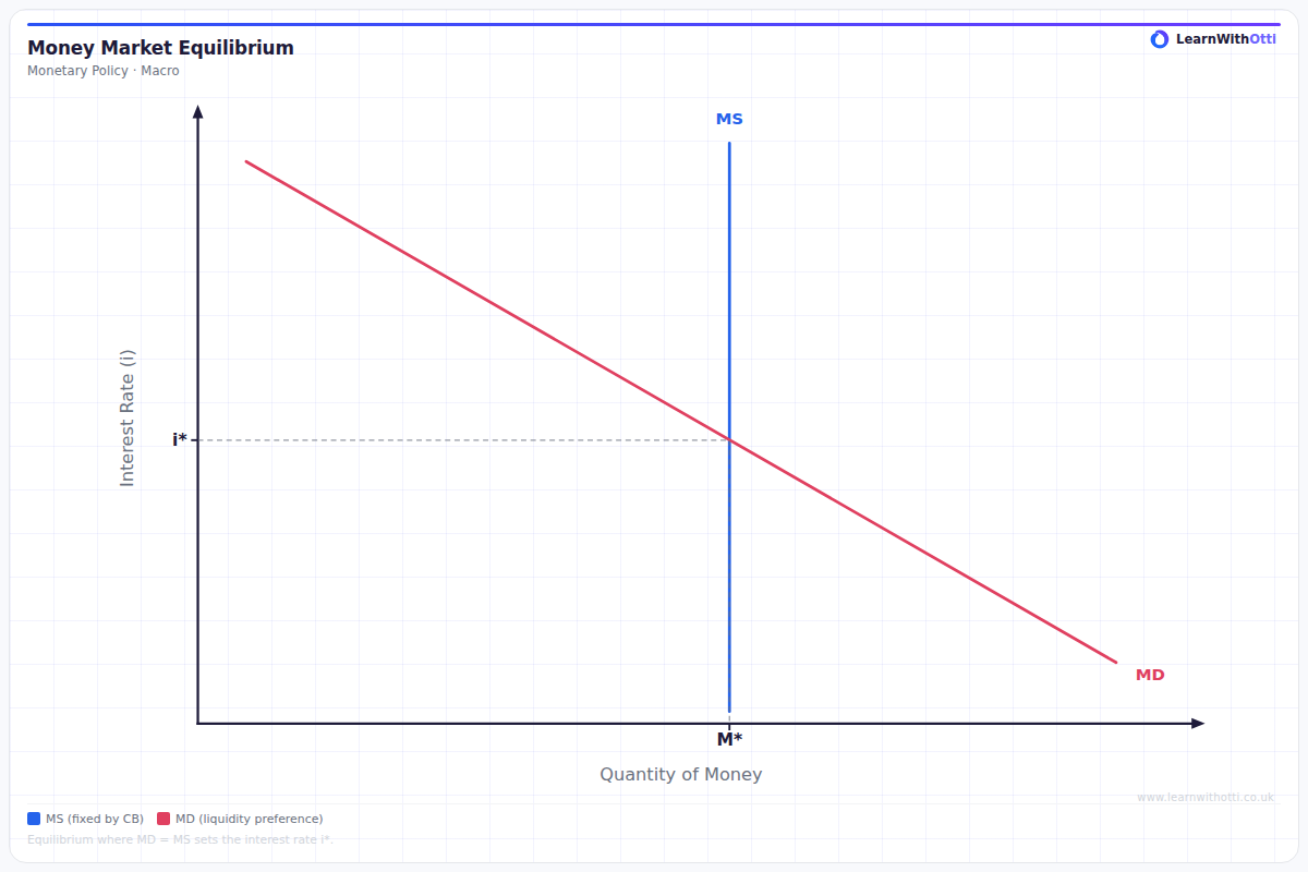 Money Market Equilibrium diagram — A-Level Economics Macroeconomics | AQA, Edexcel, OCR, CIE