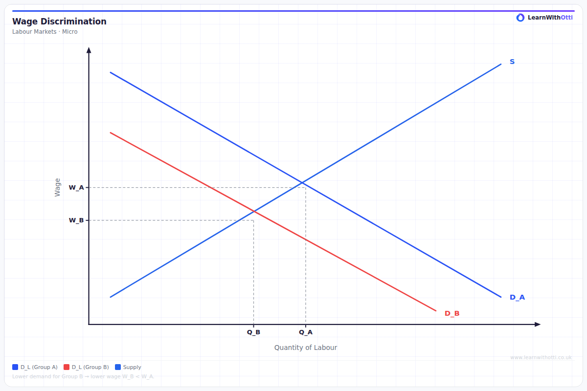 Wage Discrimination and the Gender Pay Gap diagram — A-Level Economics Microeconomics | AQA, Edexcel, OCR
